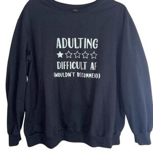 Women Graphic Sweatshirt Black X-Large‎ Funny Sarcastic Crewneck Pullover Top